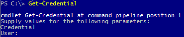 Get-Credential prompt from the command line