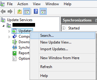 Search update in WSUS