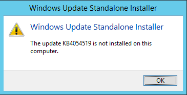 The update is not installed on this server